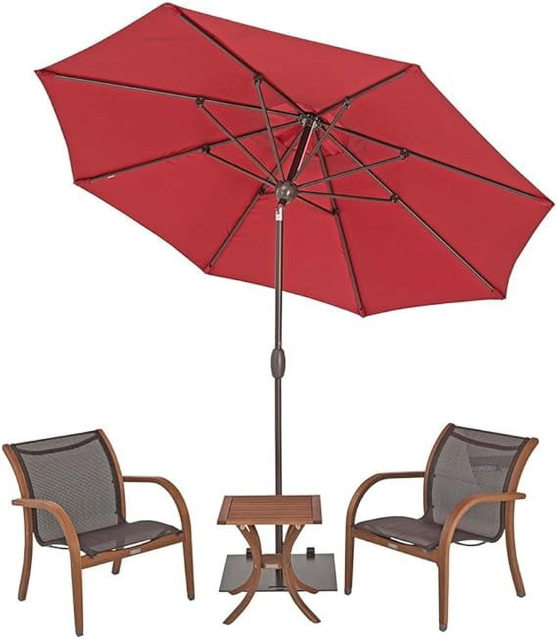 Abba Patio 9ft Apple-Shaped Heavy-Duty Outdoor Market Patio Umbrella w/ crank, 8 Ribs-Dark Red