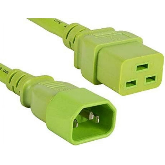 Cable Leader 14 AWG 15A 250V Power Cord (IEC320 C14 to IEC320 C19), Color UL Listed (3 Foot (1 Pack), Green)