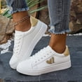 thumbnail image 3 of Rokment Glitter Sequin White Low Top Fashion Sneakers for Women 2026 Spring Fall Heart Design Leather Stylish Casual Platform Walking Skate Tennis Shoes Gold Size 6.5, 3 of 6
