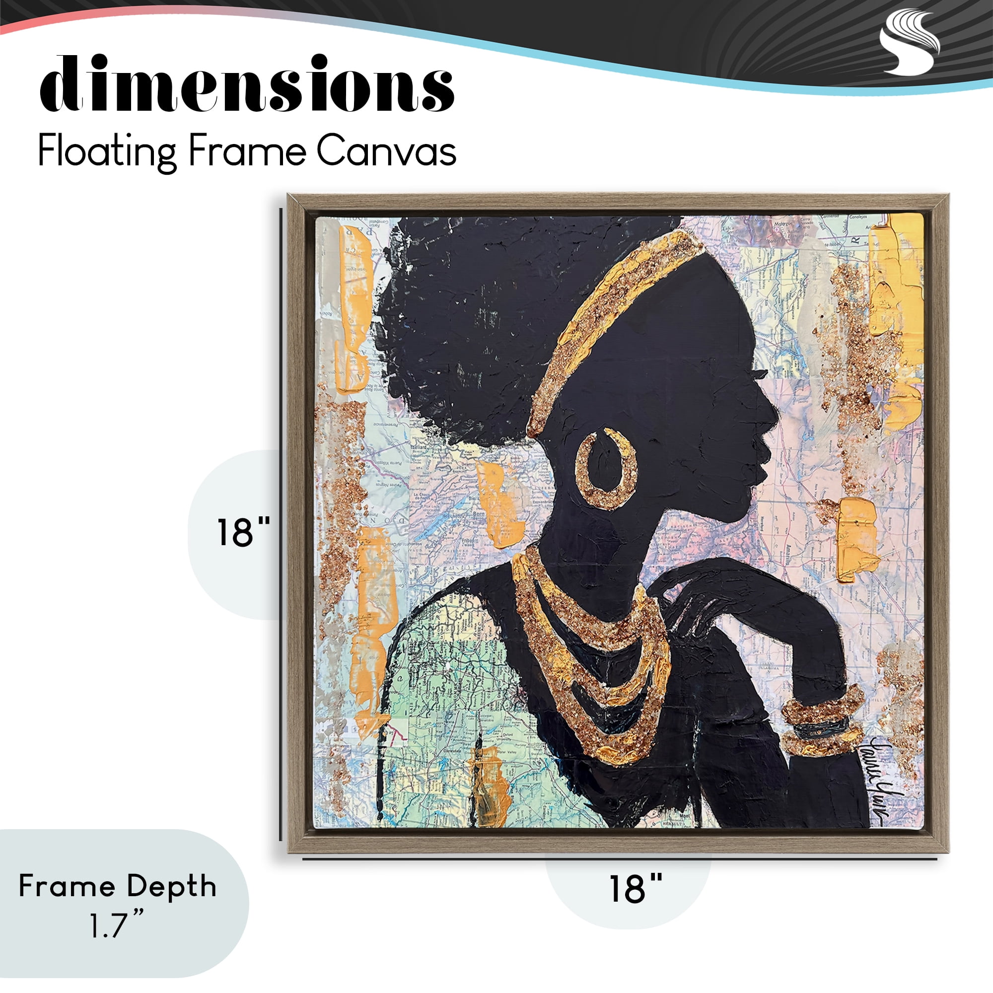 Stupell Industries Jewelry Clad Girl Silhouette Brown Framed Floater Canvas Wall Art, design by Lauren Luna