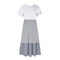 thumbnail image 5 of Sakmal Maxi Summer Dresses for Women 2025 T Shirt Short Sleeve Patchwork Gray Dresses S-2XL, 5 of 5
