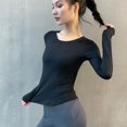 thumbnail image 4 of Camiseta de yoga de verano de manga larga, ajustada y sexy, ropa deportiva de secado rápido, camiseta deportiva fina de verano, 4 of 5