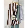 thumbnail image 4 of Womens Sleeveless A-Line Mini Dress In Coffee Brown Contrast Stripes, Round Neck, Zipper Back, Casual Summer Style, 4 of 7