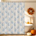 thumbnail image 4 of Blue Floral Shower Curtain Set - Standard 72" x 72" Washable Bathtub Curtain with 12 Hooks, Summer Coastal Flowers Plants Beige Waterproof Fabric Stall Shower Curtains for Bathroom/Bathtub Décor, 4 of 8
