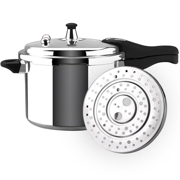 Magefesa Avant 4.1 Quart Aluminum Pressure Cooker with Canner Rack, Silicone Gasket, Fast Cooking Pot for Gas, Electric, Ceramic Stovetops