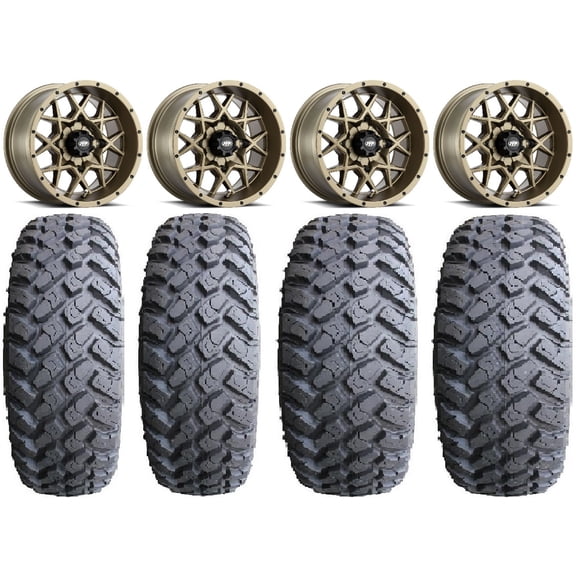 ITP Hurricane 14" Wheels Bronze 27" MotoHammer Tires Kawasaki Mule Pro FXT