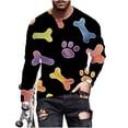 thumbnail image 2 of Ceisia Men's Colorful Glitter Paw Print T-Shirt | Slim Long-Sleeve Crewneck Casual Top Gift, 2 of 5