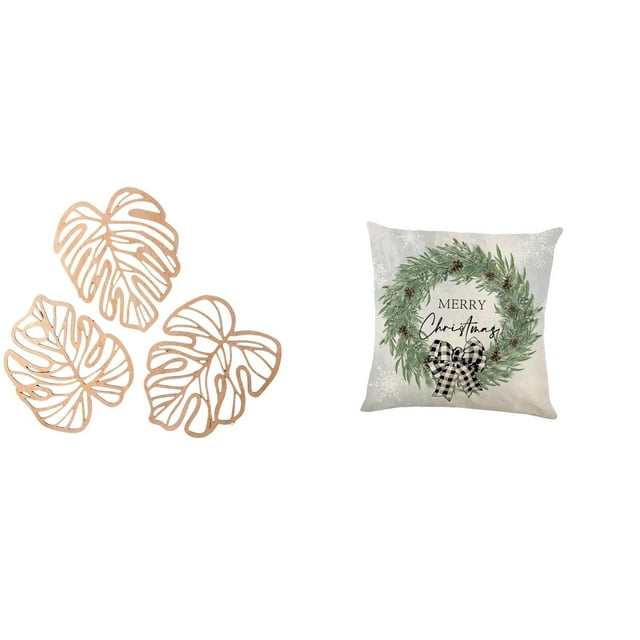 Placa de pared con hojas de palma,Decoración de pared de madera con hojas de palma,Adorno de madera para pared con decoración tropical de la jungla,Funda de almohada,Funda de almohada