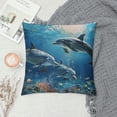 thumbnail image 2 of GOSMITH Undersea Life Decorative Throw Pillow Covers, Ultra Soft Cool Pillow Cover for Couch Sofa, Double Satin Cushion Pillow - Design Blue Sea World Dolphin, 2 of 5