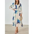 thumbnail image 3 of Vestido PRETTYGARDEN Floral Midi Azul Blanco con Escote en V y Manga Larga Talla S, 3 of 6