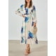 thumbnail image 3 of Vestido PRETTYGARDEN Floral Midi Azul Blanco con Escote en V y Manga Larga Talla S, 3 of 6