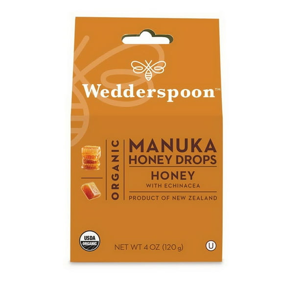 Wedderspoon Organic Manuka Honey Drops, Honey with Echinacea, 4 Oz, 2 Pack