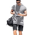 thumbnail image 2 of xiaxaixu Men Summer Sports Vest, Solid Color Hooded Short Sleeves T-Shirt, 2 of 9