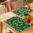 thumbnail image 4 of Green Leaves Placemats Set of 8 Retro Botanical Garden Pastoral Plants Place Mats Indoor Wipeable Table Mats Washable Cloth Dining Table Placemats for Kitchen Holiday Party Home Decor 13x19 Inch, 4 of 9