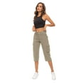 thumbnail image 5 of Women's Cargo Capris Pants High Waist Waterproof Hiking Casual Travel Summer Pants for Women with 6 Pockets, 5 of 6