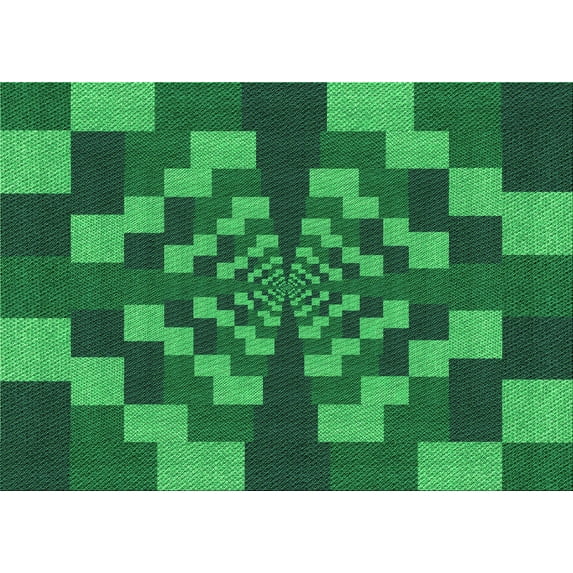 Ahgly Company Indoor Rectangle Patterned Deep Emerald Green Area Rugs, 2' x 3'