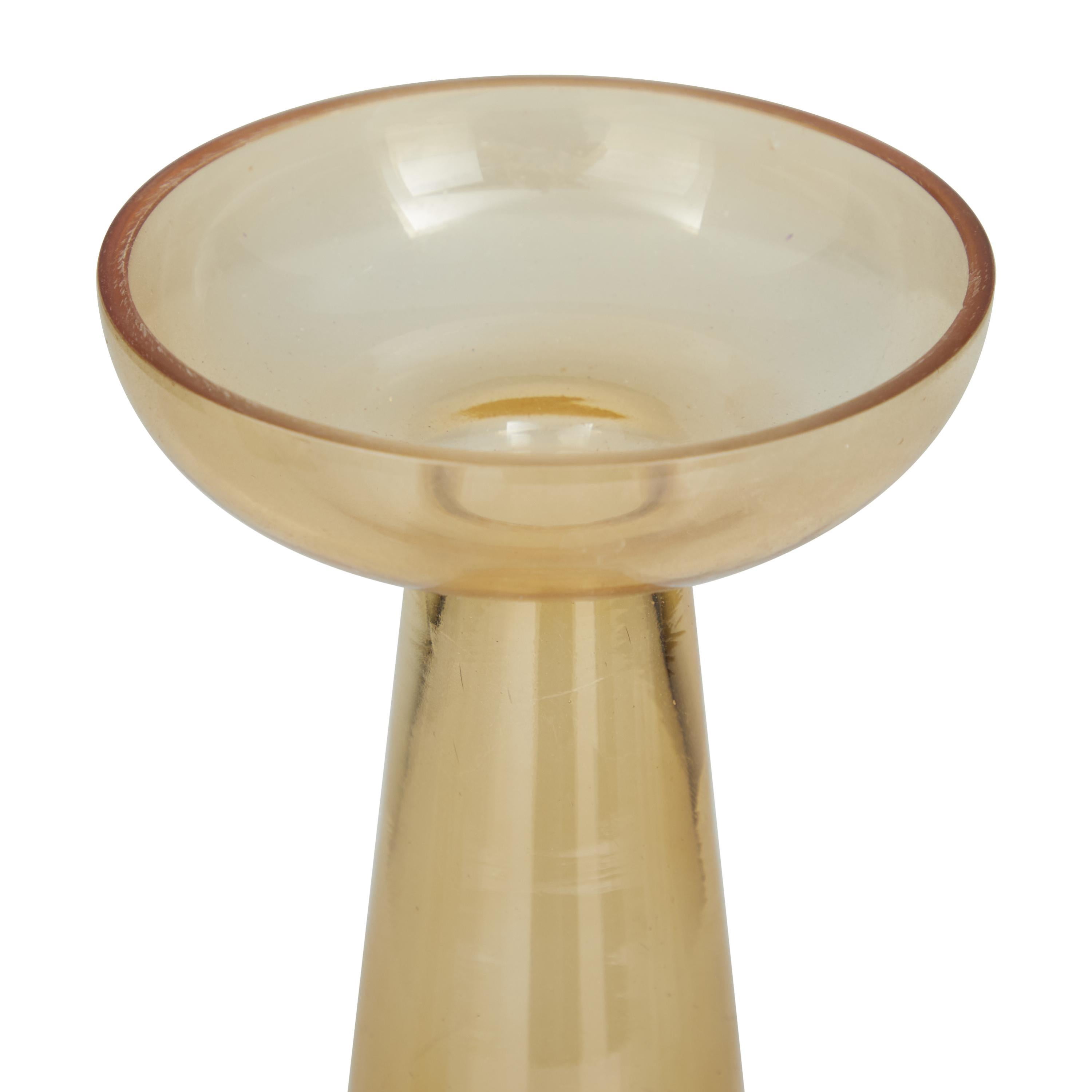 DecMode 3 Candle Gold Glass Pillar Candle Holder, Set of 3