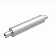 MagnaFlow Performance Exhaust Muffler 10424: 2/2 Inlet/Outlet, 4x4x18 Round, Stainless Steel, Satin Finish
