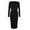 Black, variant on Women's Casual Round Neck Bodycon Wrap Dress Elegant Church Vintage Work Pencil Midi Dresses