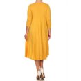 thumbnail image 4 of Women's Plus Size Casual 3/4 Sleeves Basic A-Line Pleated Solid Midi Dress, 4 of 5