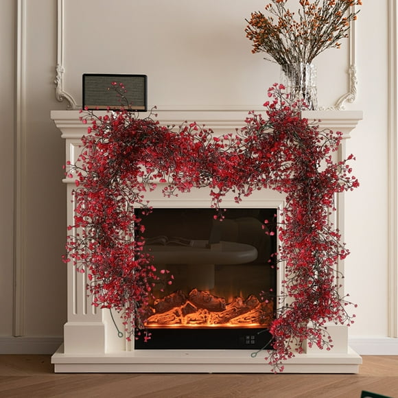 Guirnalda de ratán artificial de hoja de arce de Halloween | Decoración colgante de otoño Naranja Rojo Verde | Poliéster 28x25cm | Decoración de chimenea de fiesta interior | Enredaderas realistas,