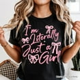 thumbnail image 2 of I'm Literally Just a Girl T-Shirt, Trendy White and Black Coquette Bow Tee for Girly Aesthetics, 2 of 8