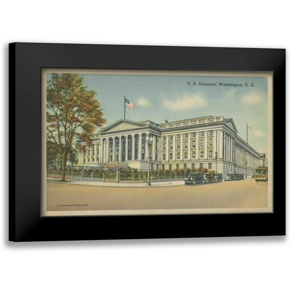Unknown 14x10 Black Modern Framed Museum Art Print Titled - Treasury Building, Washington, D.C.