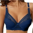 thumbnail image 2 of YWDJ Bras for Women Plus Size Back Closures Lounge Bras Underwire Comfortable Bras Adjustable Straps Half Cup Push up See Through Bras Padded Plus Size Lace Comfortable Bras Wrap Bras Blue 90D, 2 of 7