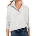 thumbnail image 3 of Wutalume Women's Fashion V-Neck Pullover Knitted Sweater Top, Flattering Silhouette, Soft Fabric for Everyday Elegance and Easy Styling,White M, 3 of 8