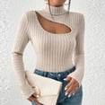 thumbnail image 5 of AXXD Womens Blouses Dressy Casual Basic Summer 2024 Trendy Button Round-Neck Long Sleeve Casual T-shirt Top Solid Blouse, 5 of 9