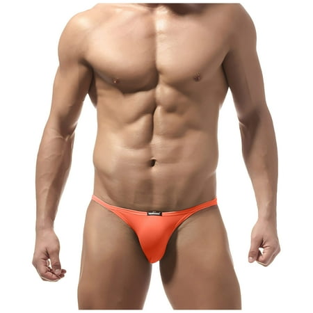 

Knosfe Mens Sexy Soft Bikini Briefs Pouch Solid Color Underwear XL