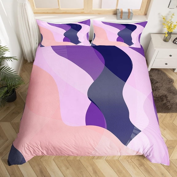 Bed Sheet Set Abstract Geometric Comforter Cover Size Teen Navy Sky Blue Watercolor Bedding Set for