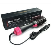 Luxur Pro Collection Salon 2 in 1 One Step Hair Dryer and Volumizer 13.4" Plastic Hot Air Brush, Ionic, Black