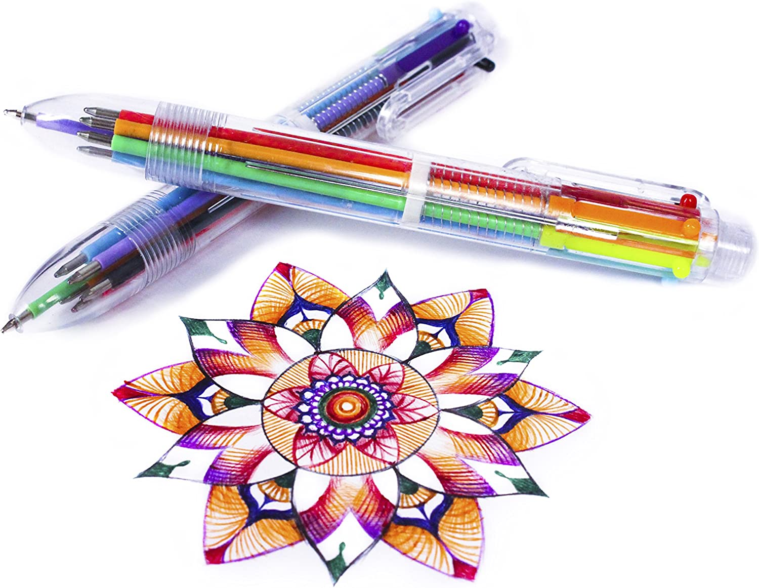 Hieno Supplies Multicolor Pens - 24 Pack of 6-in-1 Ballpoint Pens - 6 Vivid  Colors in Every Pen