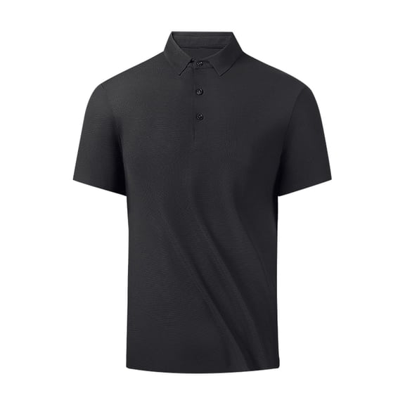 WREESH Men's Casual Solid Henley Shirts Summer Weight Short Sleeve Outdoor Shirt a Daily Essential with Button Detail Black
