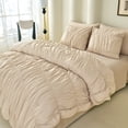 thumbnail image 4 of Koniroom Ruched Comforter Set Twin Size, Ruffled Pintuck Boho Bedding for Teen Girls Women, 2 Pieces Soft All-Season Textured Shabby Chic BedRoom Decor Bed Set, 4 of 15