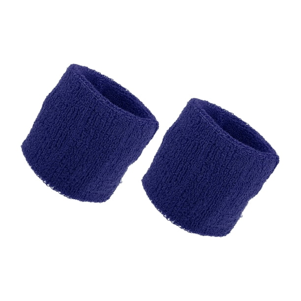 Par de Muñequeras Unique Bargains de Algodón Absorbente de Sudor Azul Oscuro 8x8cm