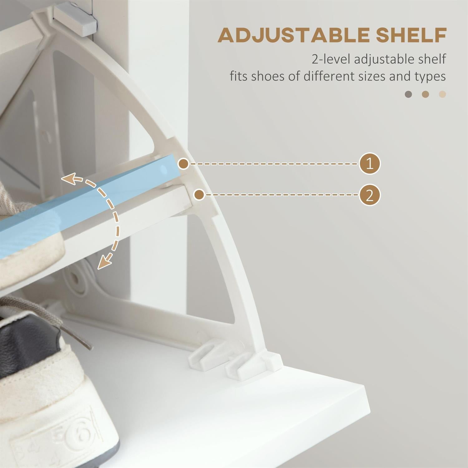 Demi Bonn 41" Shoe Storage Cabinet with Flip Drawers and Adjustable Shelves, White