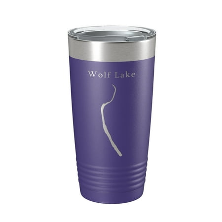 

Wolf Lake Map Tumbler Travel Mug Insulated Laser Engraved Coffee Cup Illinois 20 oz Purple