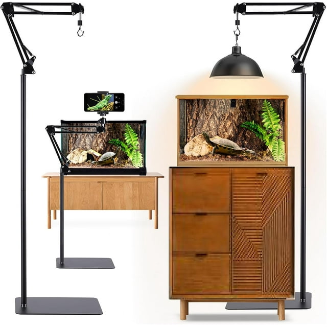Metal Reptile Lamp Stand Adjustable (.to .in Reptile Heat Lamp Stand for Reptiles Light Stand with °Swing Arm,Reptile Heating Lamp Stand Suitable for Different Types of Repti