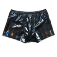 thumbnail image 5 of zeranth Mid-rise Elastic Waistband Men Panties U Convex Thin Stretchy Sexy Solid Color Faux Leather Shorts Briefs Daily Wear, 5 of 7