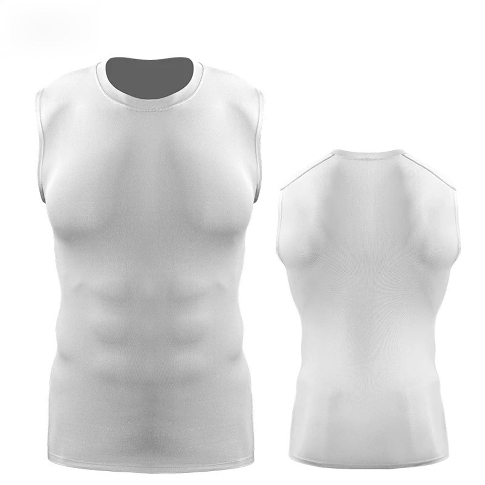 TaTaai Mens Sleeveless Base Layer Shirt Round Neck Solid Color Breathable for Gym Fitness Summer Gift