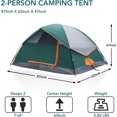 thumbnail image 2 of JIOABL 2 Person Dome Camping Tent, Waterproof Polyester with Rainfly, Easy Setup, Ventilated Windows & Skylights, Portable Backpacking Tent, Green, 2 of 8