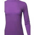 thumbnail image 4 of A2Y Women's Basic Solid Soft Cotton Long Sleeve Mock Neck Top Shirts Purple M, 4 of 5