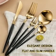 thumbnail image 5 of MYVIT Black Gold Silverware Set 24 Piece Forks and Spoons Dinner Knives Flatware Set Mirror Polished Gold Utensils Cutlery Set Service for 6,Dishwasher Safe Gold Kitchen Accessories, 5 of 10