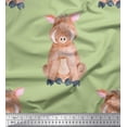 thumbnail image 1 of Soimoi Green Poly Georgette Fabric Pig Animal Print Sewing Fabric Yard 52 Inch Wide, 1 of 1