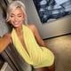 thumbnail image 5 of Vestido Mini Ajustado con Cuello en V Profundo para Mujer, Sin Mangas, para Fiestas y Clubes Amarillo S, 5 of 8