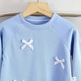 thumbnail image 3 of FAIWAD Girls Long Sleeve Tops Crew Neck Ribbed Knit Casual Pullover Cute Lace Trim Bow Shirts, 3 of 5