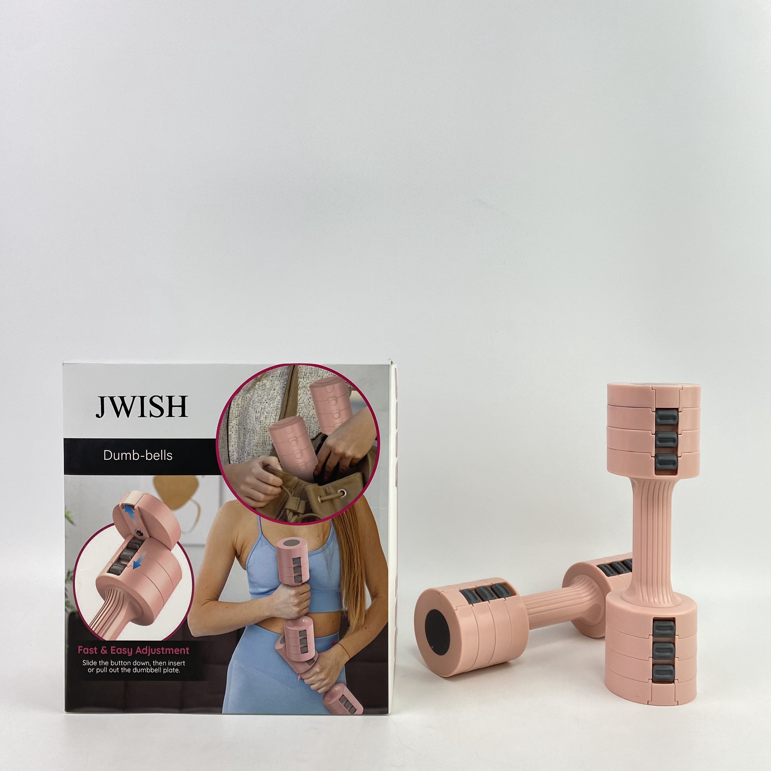 JWISH Adjustable dumbbell set, 2 4-in-1 free weight dumbbell sets, suitable for women to use at home