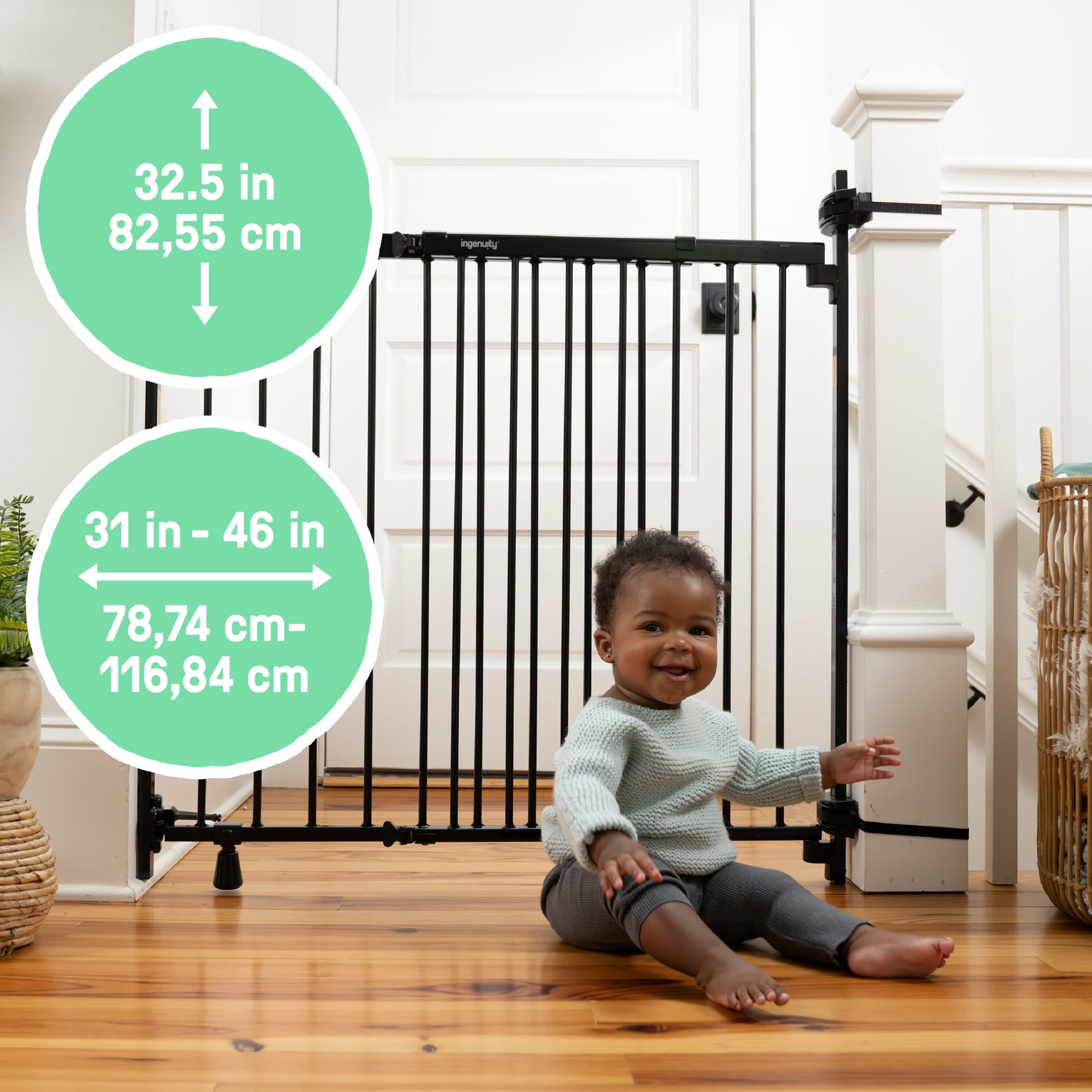Summer by Ingenuity The Stairway+ 46W Series Pet and Baby Gate - Black
